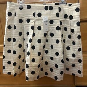 Banana Republic Ivory w/Black Polka Dots Stretch Pleated Skirt Size 6 Petite NEW
